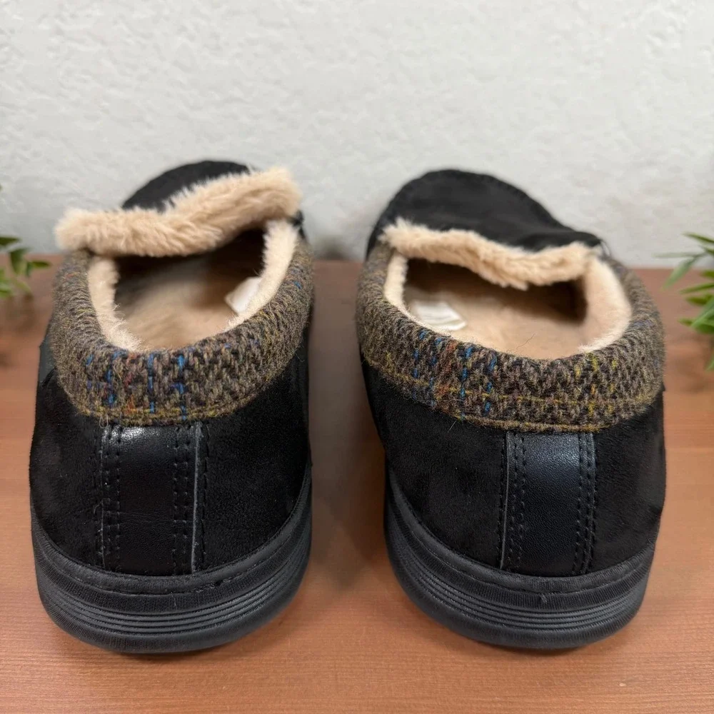 Cole Haan Mens Moccasin Black Faux Fur Lined Slipper Size 9-10
